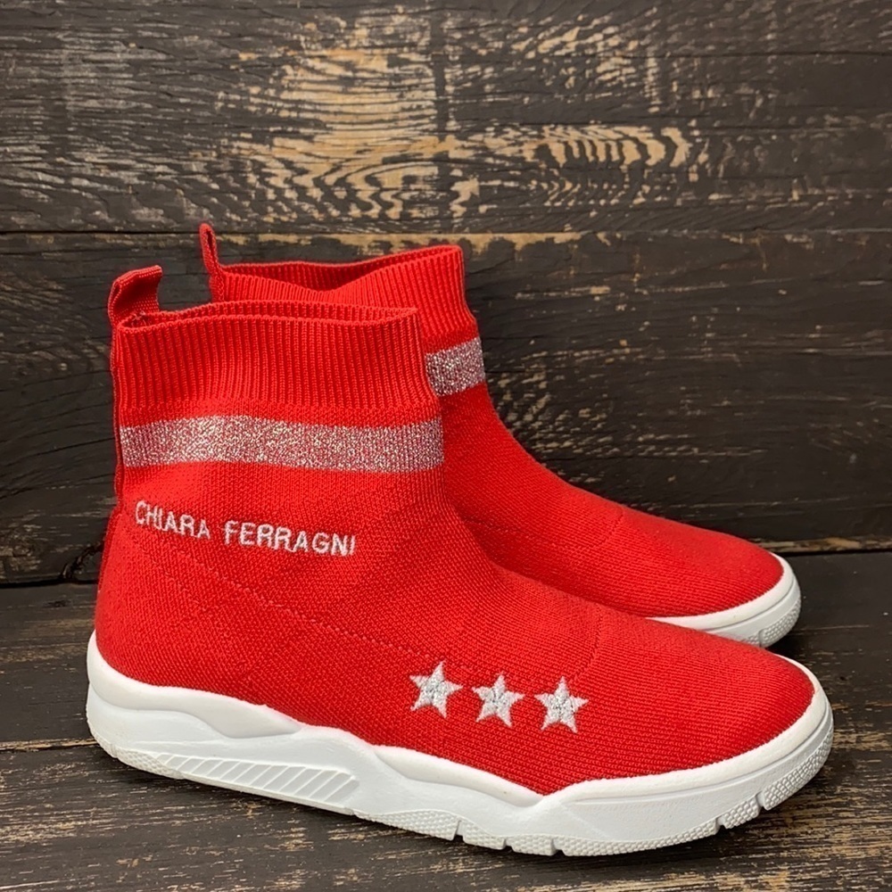 Chiara Ferragni Red Sock Sneakers Size 36